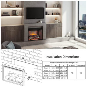 ectqwkw88vl80b_2 jpg - Lareira Elétrica de Embutir A56x89L cm com Controle Remoto e Som de Crepitação de Fogo, 110V 1500W, RICHFLAME, Preta