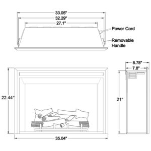 ectqwkw88vl80b_4 jpg - Lareira Elétrica de Embutir A56x89L cm com Controle Remoto e Som de Crepitação de Fogo, 110V 1500W, RICHFLAME, Preta