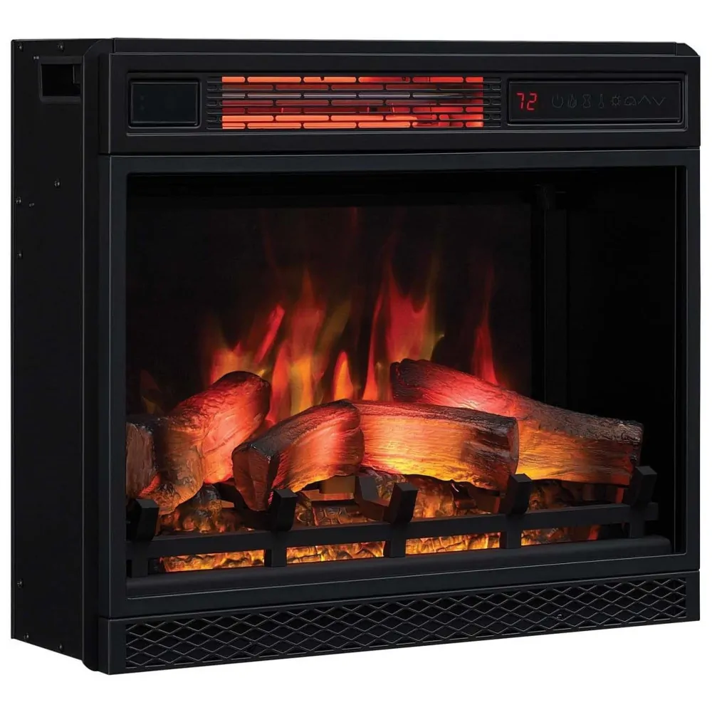 Lareira Elétrica de Embutir A60x50L cm com Efeito de Chama 3D, Configurações de Brilho e Velocidade Ajustáveis, 110V 1500W, ClassicFlame, Preta