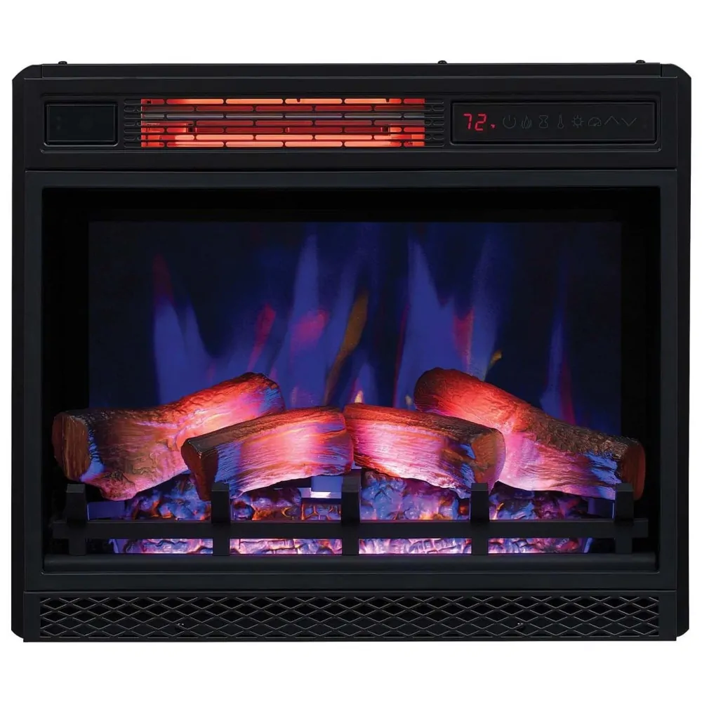 Lareira Elétrica de Embutir A60x50L cm com Efeito de Chama 3D, Configurações de Brilho e Velocidade Ajustáveis, 110V 1500W, ClassicFlame, Preta