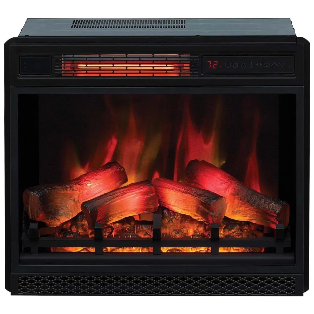 Lareira Elétrica de Embutir A60x50L cm com Efeito de Chama 3D, Configurações de Brilho e Velocidade Ajustáveis, 110V 1500W, ClassicFlame, Preta