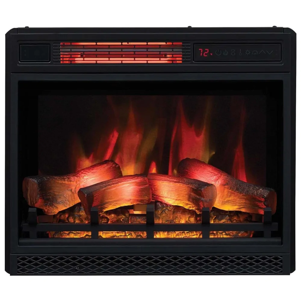 Lareira Elétrica de Embutir A60x50L cm com Efeito de Chama 3D, Configurações de Brilho e Velocidade Ajustáveis, 110V 1500W, ClassicFlame, Preta
