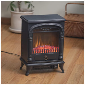 Lareira Elétrica Portátil com Efeito de Chama Realista 3D e Termostato Ajustável, 110V 1500W, Comfort Zone, Preta