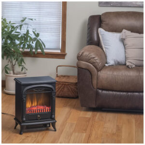 Lareira Elétrica Comfort Zone 37x23x51cm 1500W Chamas LED 3D Portátil 110V