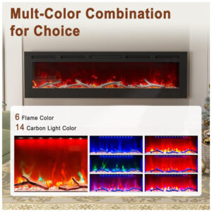 ectqwzmy19cc0b_3 jpg - Lareira Elétrica de Embutir Ultrafina A45x182L cm com Controle Remoto, Baixo Ruído e 6 Opções de Chamas, 110V 1500W, MONDAWE, Preta