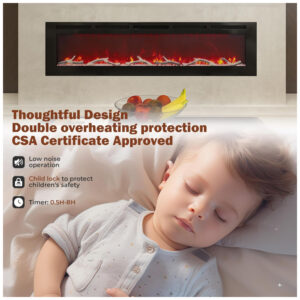 ectqwzmy19cc0b_4 jpg - Lareira Elétrica de Embutir Ultrafina A45x182L cm com Controle Remoto, Baixo Ruído e 6 Opções de Chamas, 110V 1500W, MONDAWE, Preta