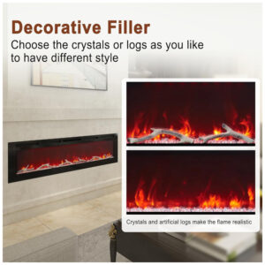 ectqwzmy19cc0b_5 jpg - Lareira Elétrica de Embutir Ultrafina A45x182L cm com Controle Remoto, Baixo Ruído e 6 Opções de Chamas, 110V 1500W, MONDAWE, Preta