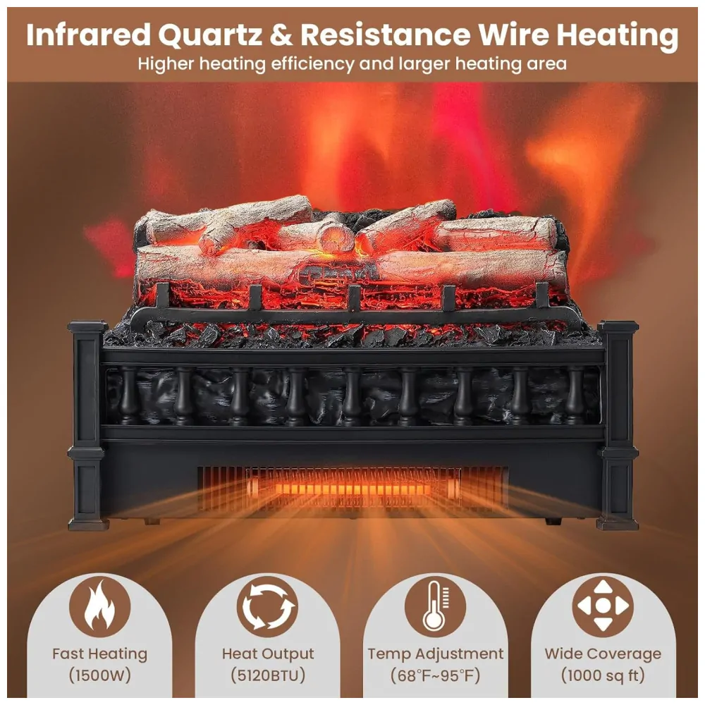 ectqxg2h1q9c0b_2 jpg - Lareira Elétrica Ecológica 20 50 cm com Cama de Brasa de Bétula Realista, Temperatura Ajustável e Proteção Contra Superaquecimento, 110V 1500W, Tangkula, Preta