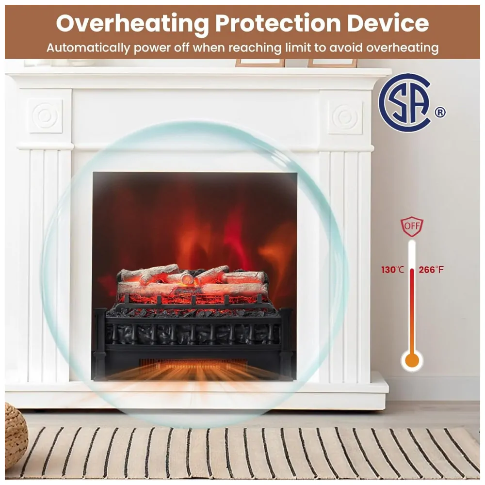 ectqxg2h1q9c0b_4 jpg - Lareira Elétrica Ecológica 20 50 cm com Cama de Brasa de Bétula Realista, Temperatura Ajustável e Proteção Contra Superaquecimento, 110V 1500W, Tangkula, Preta