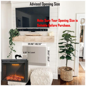 Lareira Elétrica Masar Flame de Embutir A69x109L com Controle Remoto, Luz de LED e Som de Fogo, 1500W, 110v, MASARFLAME, Preto