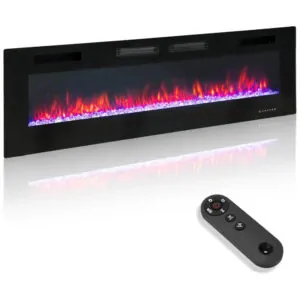 ectqxx32kppc0b_8 jpg - Lareira Elétrica de Embutir A45x182L cm com Controle Remoto ou Tela Sensível ao Toque, Temporizador e Baixo Ruído, 110V 1500W, Green Party, Preta