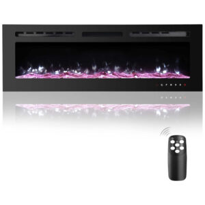 ectqy7lhtjf90b_0 jpg - Lareira Elétrica de Embutir A54x127L Digital, Luz LED, Chamas Multicolorida e Temporizador, 1500W, 110v, HOMAJOR, Preto