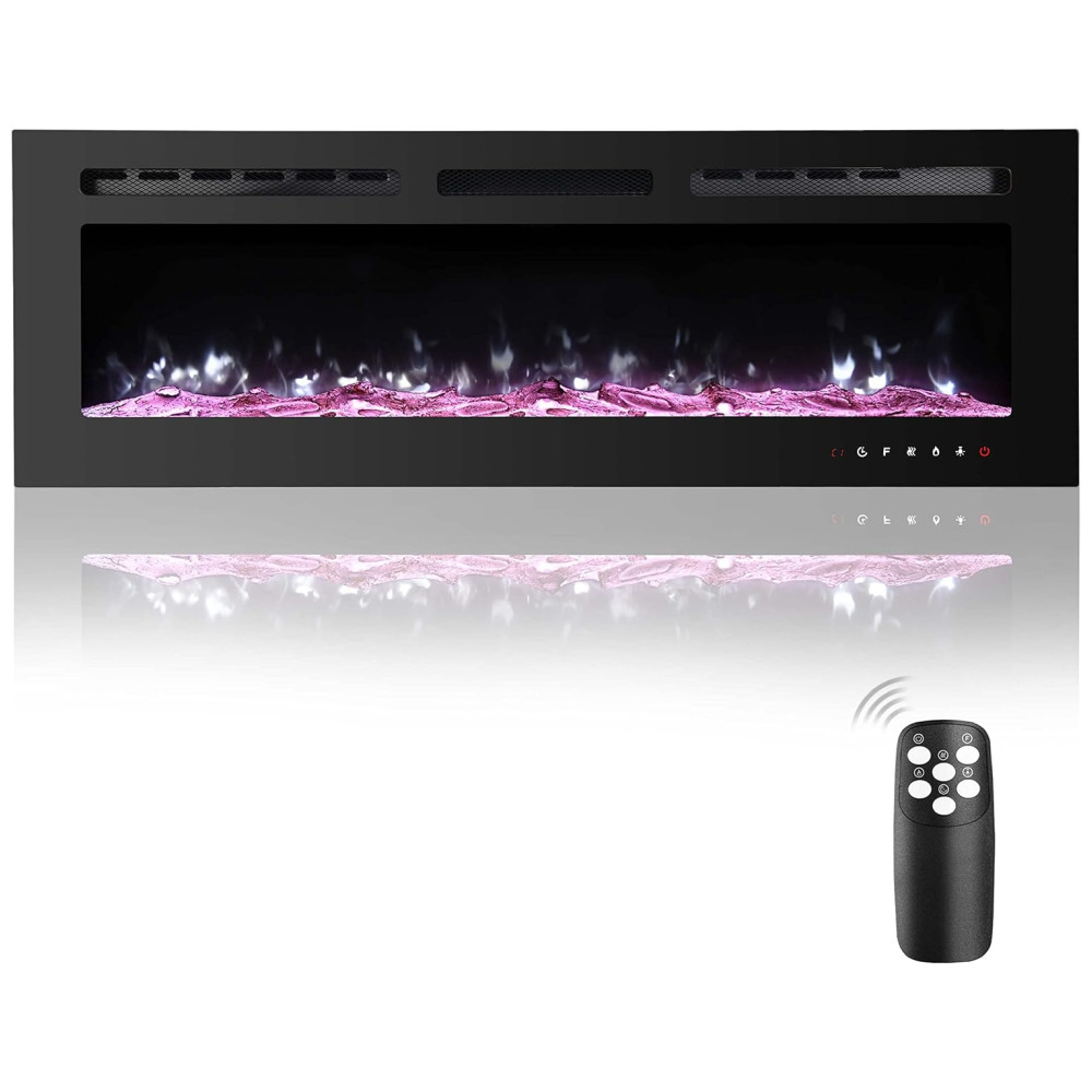 ectqy7lhtjf90b_0 jpg - Lareira Elétrica de Embutir A54x127L Digital, Luz LED, Chamas Multicolorida e Temporizador, 1500W, 110v, HOMAJOR, Preto