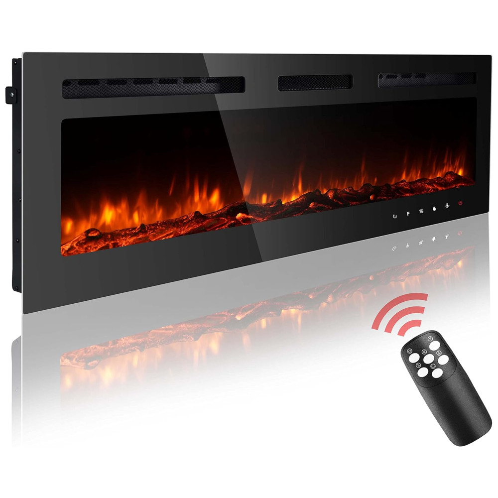 ectqy7lhtjf90b_7 jpg - Lareira Elétrica de Embutir A54x127L Digital, Luz LED, Chamas Multicolorida e Temporizador, 1500W, 110v, HOMAJOR, Preto