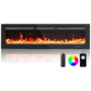 Lareira Elétrica de Embutir Ultrafina A43x152L cm com 20 Cores de Chama, Saída de Calor de 5300 BTU, Temporizador, Controle Remoto e APP, 110V 1400W, Silonn, Preta
