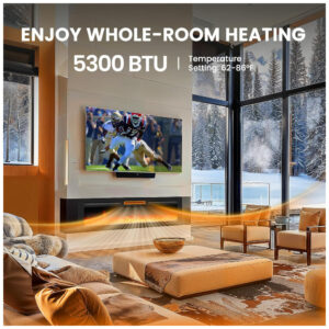 Lareira Elétrica de Embutir Ultrafina A43x152L cm com 20 Cores de Chama, Saída de Calor de 5300 BTU, Temporizador, Controle Remoto e APP, 110V 1400W, Silonn, Preta