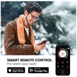 Lareira Elétrica de Embutir Ultrafina A43x152L cm com 20 Cores de Chama, Saída de Calor de 5300 BTU, Temporizador, Controle Remoto e APP, 110V 1400W, Silonn, Preta