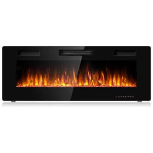 ectqycqhbq980b_0 jpg - Lareira Elétrica de Embutir A45x127L com Controle Remoto e Chamas Ajustável, 110V 1500W, Tangkula, Preta