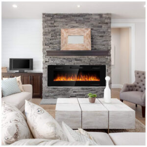 ectqycqhbq980b_1 jpg - Lareira Elétrica de Embutir A45x127L com Controle Remoto e Chamas Ajustável, 110V 1500W, Tangkula, Preta