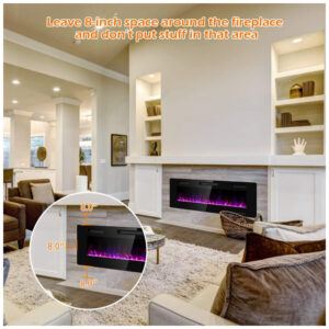 ectqycqhbq980b_2 jpg - Lareira Elétrica de Embutir A45x127L com Controle Remoto e Chamas Ajustável, 110V 1500W, Tangkula, Preta