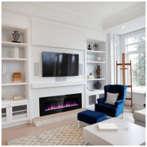 ectqycqhbq980b_3 jpg - Lareira Elétrica de Embutir A45x127L com Controle Remoto e Chamas Ajustável, 110V 1500W, Tangkula, Preta