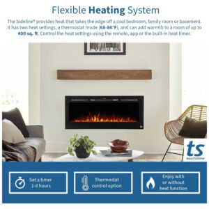 ectqyh38xdl80b_3 jpg - Lareira Elétrica 80043 de Embutir A53x213L com Controle Remoto e Chamas Multicolorida, 1500W, 110v, TOUCHSTONE, Preto