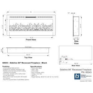 ectqyh38xdl80b_5 jpg - Lareira Elétrica 80043 de Embutir A53x213L com Controle Remoto e Chamas Multicolorida, 1500W, 110v, TOUCHSTONE, Preto