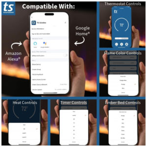 ectqyh38xdl80b_7 jpg - Lareira Elétrica 80043 de Embutir A53x213L com Controle Remoto e Chamas Multicolorida, 1500W, 110v, TOUCHSTONE, Preto