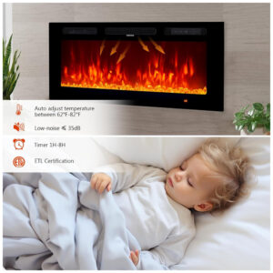 ectqyjm25q8d0b_2 jpg - Lareira Elétrica oneinmil 91cm, Embutida na Parede c LED, 12 Chamas e Cores, Timer Ajustável, Controle Remoto com Tela Aconchego Garantido