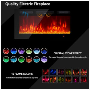 ectqyjm25q8d0b_3 jpg - Lareira Elétrica oneinmil 91cm, Embutida na Parede c LED, 12 Chamas e Cores, Timer Ajustável, Controle Remoto com Tela Aconchego Garantido