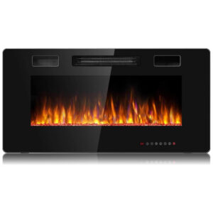 ectqyjzg5q980b_0 jpg - Lareira Elétrica Tangkula de 91 cm, Embutida ou de Parede, com LED Touch, Controle Remoto, Chamas Ajustáveis em Cor e Velocidade