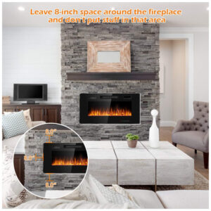 ectqyjzg5q980b_1 jpg - Lareira Elétrica Tangkula de 91 cm, Embutida ou de Parede, com LED Touch, Controle Remoto, Chamas Ajustáveis em Cor e Velocidade