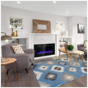 ectqyjzg5q980b_2 jpg - Lareira Elétrica Tangkula de 91 cm, Embutida ou de Parede, com LED Touch, Controle Remoto, Chamas Ajustáveis em Cor e Velocidade