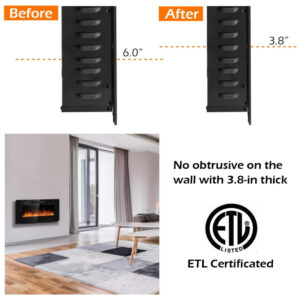 ectqyjzg5q980b_3 jpg - Lareira Elétrica Tangkula de 91 cm, Embutida ou de Parede, com LED Touch, Controle Remoto, Chamas Ajustáveis em Cor e Velocidade