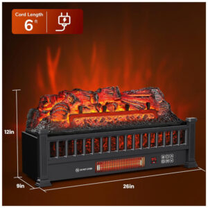 ectqymskbh9c0b_5 jpg - Lareira Elétrica Ecológica 26 66 cm com Controle Remoto, Proteção Contra Superaquecimento, Cores de Chama Ajustáveis e Temporizador, 110V 1500W, Alpaca IH 2093N, Preta