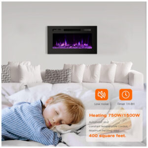 ectqyrlvz6h90b_4 jpg - PAOLFOX ECP 30 Lareira Elétrica de Embutir A43x76L com Controle Remoto, 110V, 1500W, Preta