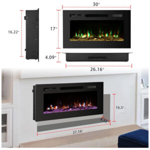 ectqyrlvz6h90b_6 jpg - PAOLFOX ECP 30 Lareira Elétrica de Embutir A43x76L com Controle Remoto, 110V, 1500W, Preta