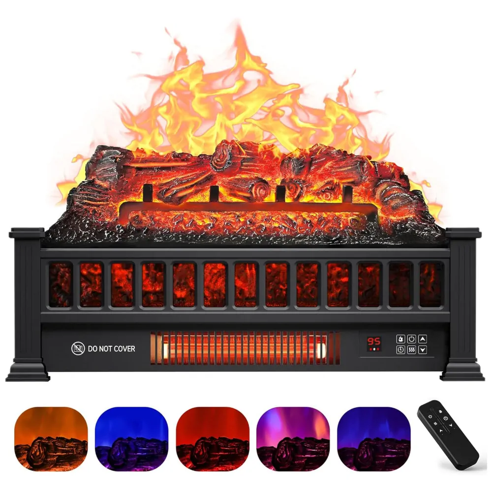 Lareira Elétrica Riseon 51x30x23cm 1500W Chamas LED Troncos Portátil 110V