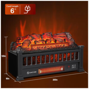 Lareira Elétrica Ecológica 20 50 cm com Controle Remoto, Proteção Contra Superaquecimento, Cores de Chama Ajustáveis e Temporizador, 110V 1500W, Alpaca IH 2093N, Preta