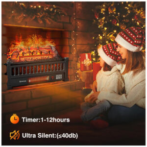 Lareira Elétrica Ecológica 20 50 cm com Controle Remoto, Proteção Contra Superaquecimento, Cores de Chama Ajustáveis e Temporizador, 110V 1500W, Alpaca IH 2093N, Preta