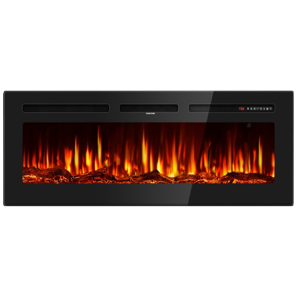Lareira Elétrica Tehanld 127x43cm 1500W Chamas LED 144 Cores Embutir 110V