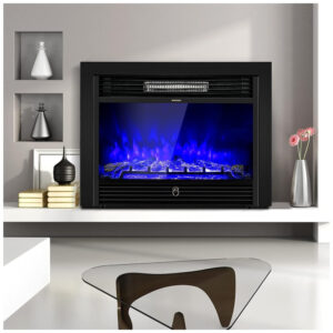 ectqz6myb8q80b_2 jpg - Lareira Elétrica de Embutir A53x72L com Controle Remoto e Digital, Luz LED, Chama Ajustável e Temporizador, 1500W, 110v, COSTWAY 24718US CYPE, Preto