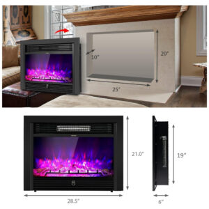 ectqz6myb8q80b_4 jpg - Lareira Elétrica de Embutir A53x72L com Controle Remoto e Digital, Luz LED, Chama Ajustável e Temporizador, 1500W, 110v, COSTWAY 24718US CYPE, Preto
