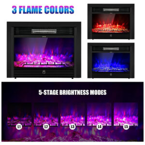 ectqz6myb8q80b_5 jpg - Lareira Elétrica de Embutir A53x72L com Controle Remoto e Digital, Luz LED, Chama Ajustável e Temporizador, 1500W, 110v, COSTWAY 24718US CYPE, Preto