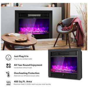 ectqz6myb8q80b_7 jpg - Lareira Elétrica de Embutir A53x72L com Controle Remoto e Digital, Luz LED, Chama Ajustável e Temporizador, 1500W, 110v, COSTWAY 24718US CYPE, Preto