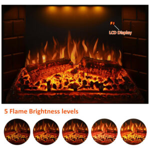 Lareira Elétrica de Embutir A63x77L com Controle Remoto e Proteção contra Superaquecimento, 1500W, 110v, VALUXHOME VEF28, Preto