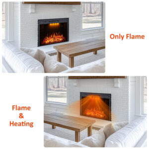 Lareira Elétrica de Embutir A63x77L com Controle Remoto e Proteção contra Superaquecimento, 1500W, 110v, VALUXHOME VEF28, Preto