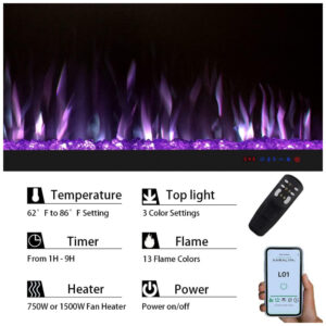 ectqzkbsc8nb0b_4 jpg - Lareira Elétrica de Embutir A54x137L com Controle Remoto e APP para Celular, 110V, Masarflame, Preta