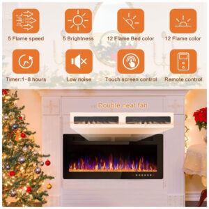 ectqzkr4fp6b0b_5 jpg - Lareira Elétrica de Embutir A45x182L com Controle Remoto e Tela Sensível ao Toque, 110V, Vitesse, Preta