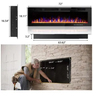 ectqzkr4fp6b0b_7 jpg - Lareira Elétrica de Embutir A45x182L com Controle Remoto e Tela Sensível ao Toque, 110V, Vitesse, Preta